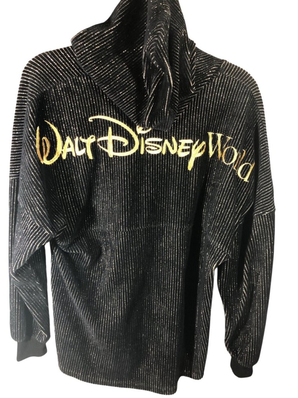 Walt Disney World 50th Anniv Hoodie XL Black Sparkle Gold Logo Pullover Women